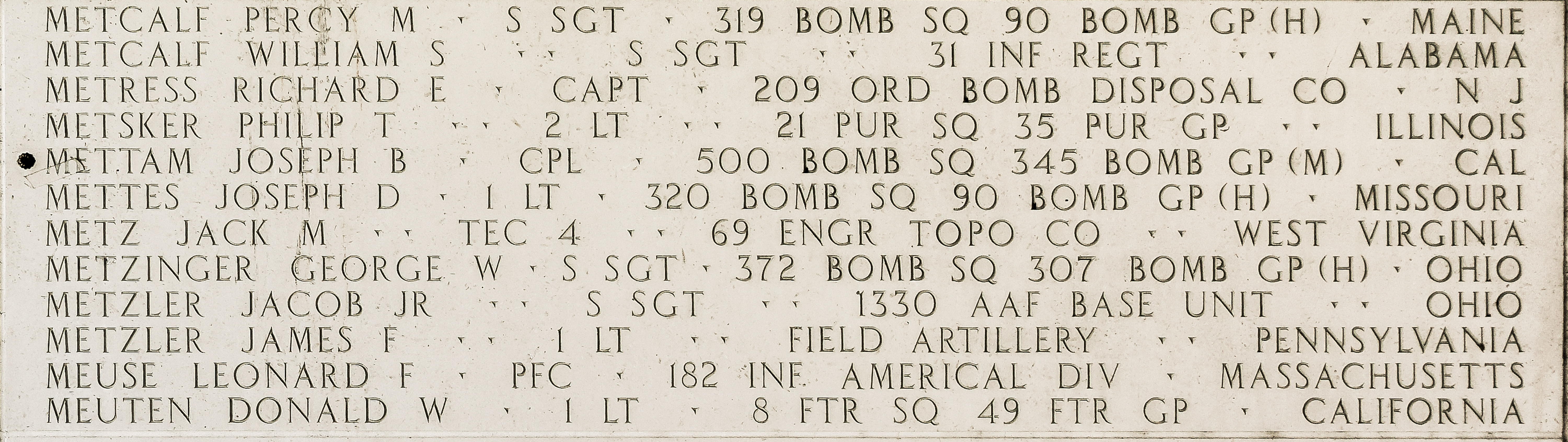 Joseph D. Mettes, First Lieutenant